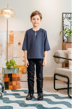 TUSCA KIDS | Ishmael Kids Kurta in Dark Blue